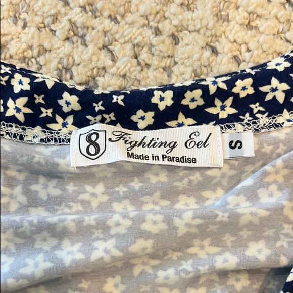 Fighting Eel Blue and White Floral Jumpsuit size small - Picture 2 of 2